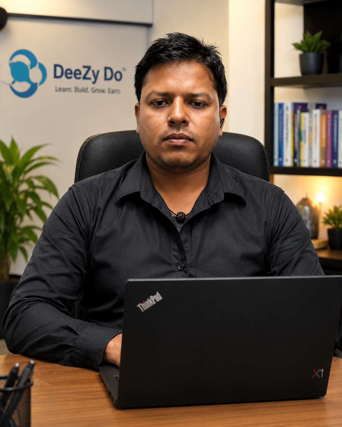 LS Singh, Founder of DeeZy Do, working at his desk